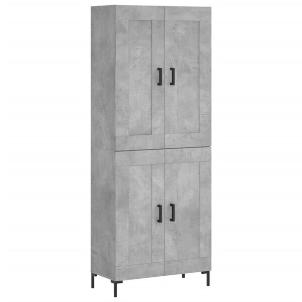 vidaXL Aparador alto madera contrachapada gris hormigón 69,5x34x180 cm