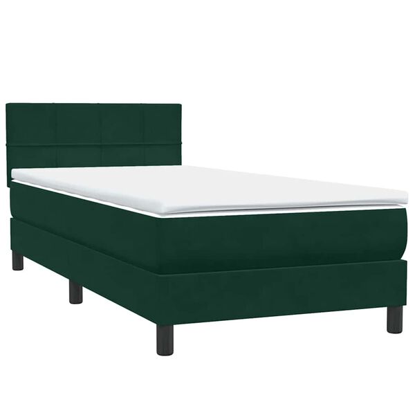 vidaXL Cama box spring con colch&oacute;n terciopelo verde oscuro 80x220 cm