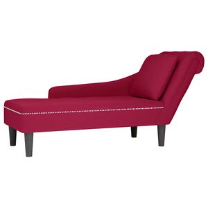 vidaXL Tumbona con almohada y reposabrazo derecho terciopelo rojo vino