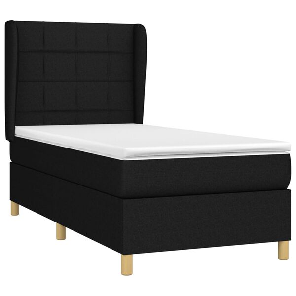 vidaXL Cama box spring con colch&oacute;n tela negro 100x200 cm