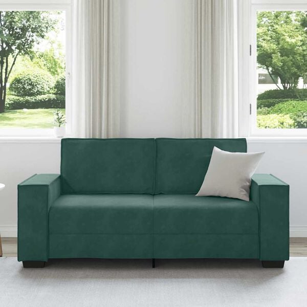 vidaXL Sof&aacute; de 2 plazas de terciopelo verde oscuro 180x78x84 cm