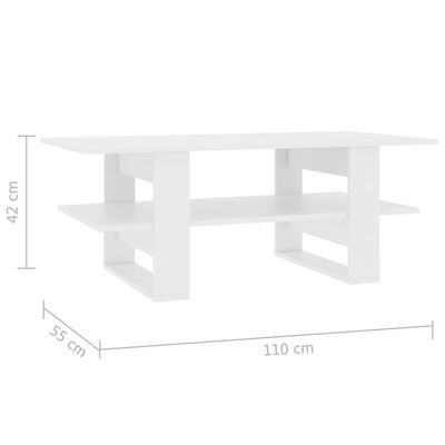 vidaXL Mesa de centro madera contrachapada blanco 110x55x42 cm