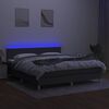 vidaXL Cama box spring con colch&oacute;n y LED tela gris oscuro 180x200 cm