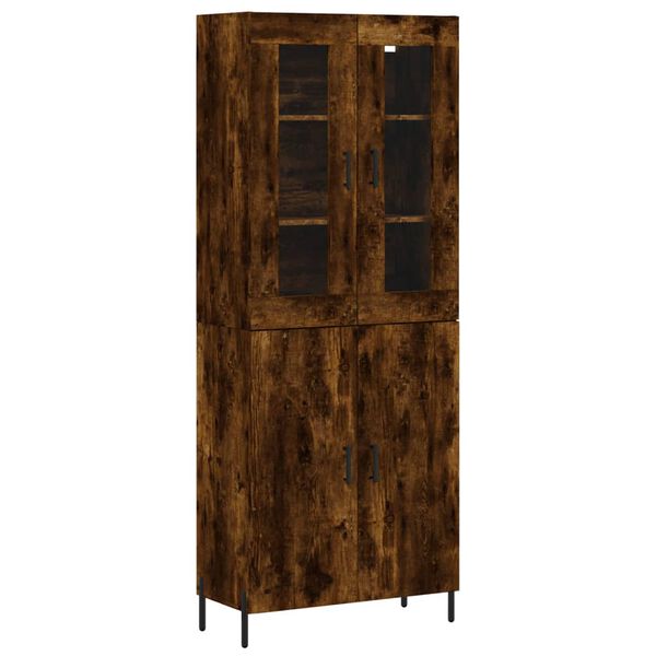 vidaXL Aparador alto madera contrachapada roble ahumado 69,5x34x180 cm