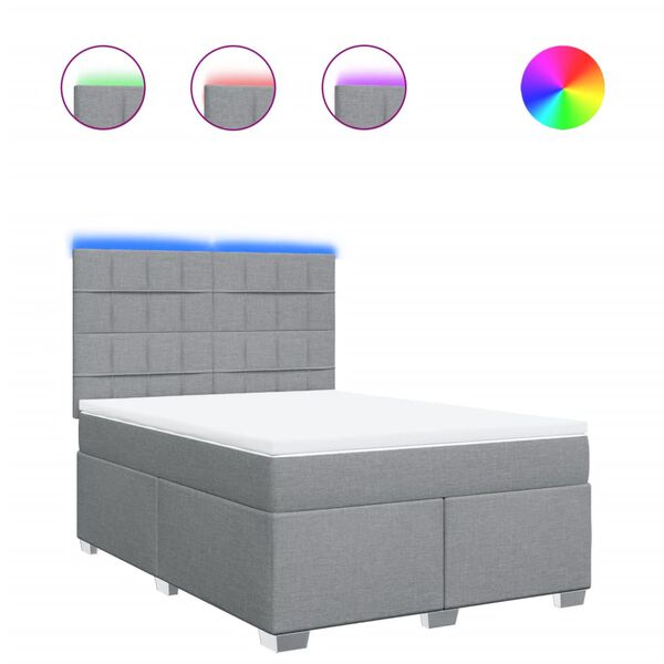 vidaXL Cama box spring con colch&oacute;n tela gris claro 140x200 cm