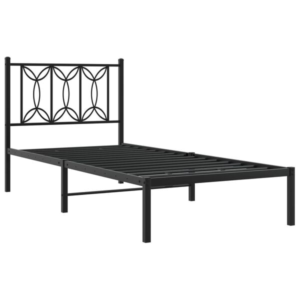 vidaXL Estructura cama sin colchón con cabecero metal negro 75x190 cm