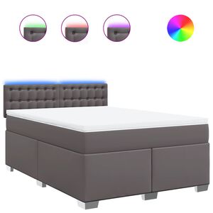 vidaXL Cama box spring con colch&oacute;n cuero sint&eacute;tico gris 160x200 cm