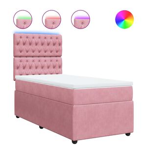 vidaXL Cama box spring con colch&oacute;n terciopelo rosa 100x200 cm