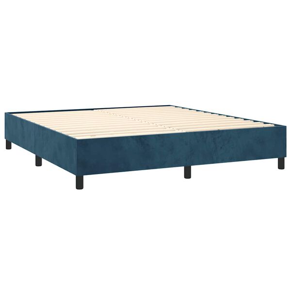 vidaXL Cama box spring con colch&oacute;n terciopelo azul oscuro 200x200 cm