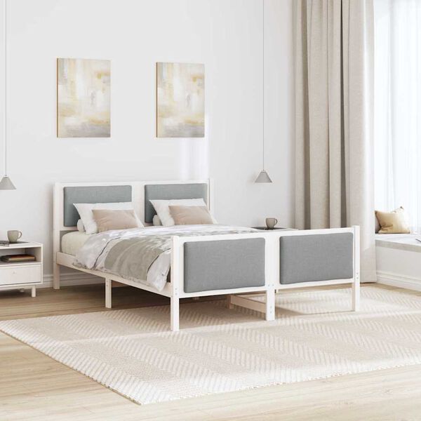 vidaXL Estructura de cama con cabecera Gris Claro 140 x 190 cm tela
