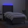 vidaXL Cama box spring colch&oacute;n y luces LED tela gris oscuro 80x200 cm