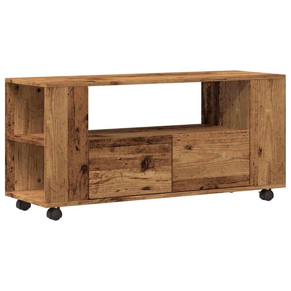 vidaXL Mueble TV con ruedas madera ingenier&iacute;a envejecida 102x34,5x43cm