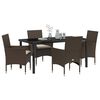 vidaXL Conjunto de Comedor de Jard&iacute;n 5 pcs Marr&oacute;n rat&aacute;n sint&eacute;tico
