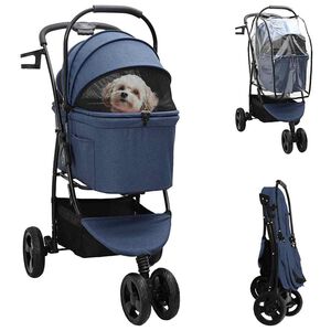 vidaXL Carrito Plegable para Mascotas Azul 78 x 54 x 101 cm Poli&eacute;ster