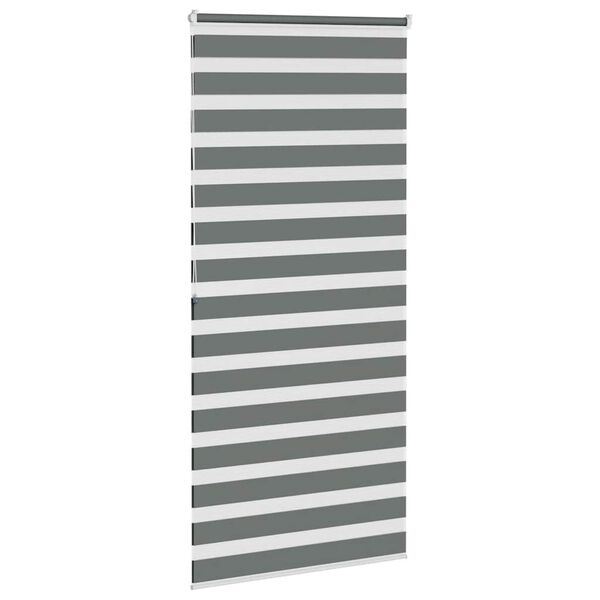 vidaXL Estor cebra gris oscuro 95x200cm tejido ancho 90,9 cm poli&eacute;ster