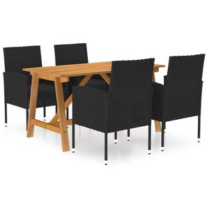 vidaXL Juego de comedor de jard&iacute;n 5 piezas negro