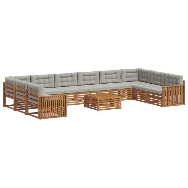 vidaXL Juegos de sof&aacute;s con coj&iacute;n 11 pcs Gris Natural y Claro