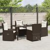 vidaXL Conjunto de Comedor de Jard&iacute;n 5 pcs Marr&oacute;n rat&aacute;n sint&eacute;tico