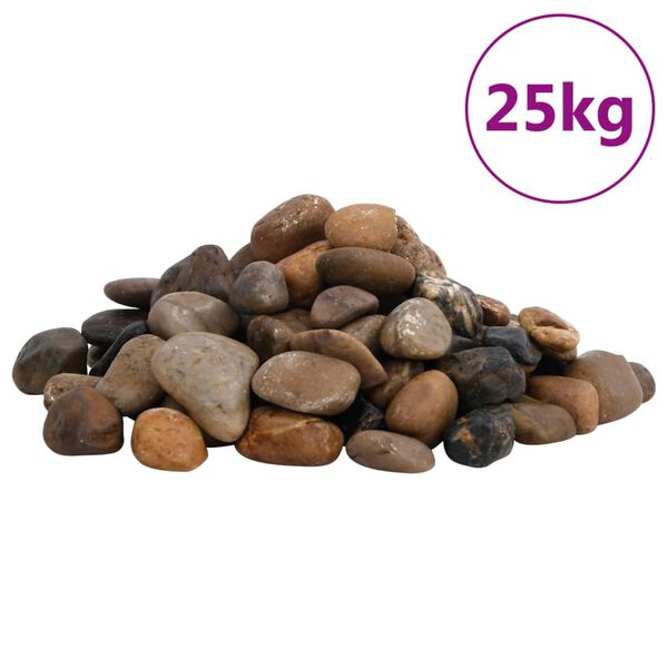 vidaXL Guijarros pulidos colores mezclados 25 kg 2-5 cm