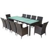 vidaXL Set comedor de jardín 11 pzas y cojines ratán sintético marrón