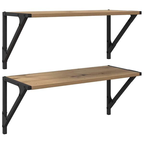 vidaXL Estanter&iacute;as de pared 2 pcs Roble artesanal 60 x 25 x 25,5 cm