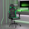 vidaXL Silla gaming de masaje cuero sint&eacute;tico negro y verde