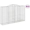 vidaXL Cestas de gaviones 15 uds forma de arco hierro 300x50x180/200cm