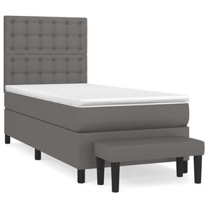 vidaXL Cama box spring con colch&oacute;n cuero sint&eacute;tico gris 90x190 cm