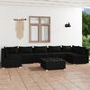 vidaXL Set de muebles de jard&iacute;n 8 pzas y cojines rat&aacute;n sint&eacute;tico negro