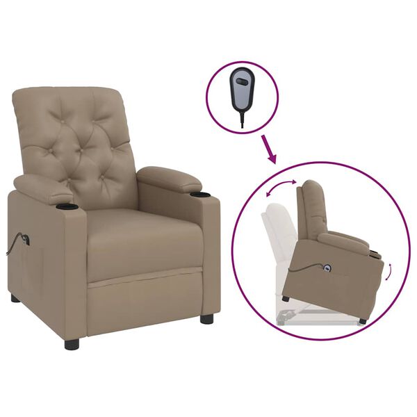 vidaXL Sill&oacute;n elevable cuero sint&eacute;tico color capuchino
