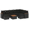 vidaXL Set de sof&aacute;s de jard&iacute;n 10 pzas cojines rat&aacute;n sint&eacute;tico negro