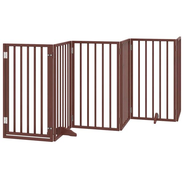 vidaXL Puerta de perros plegable 15 paneles madera &aacute;lamo marr&oacute;n 750 cm