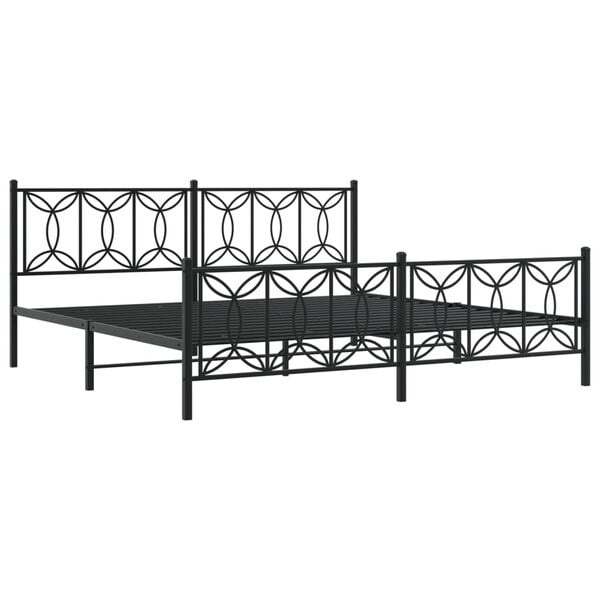 vidaXL Estructura cama sin colch&oacute;n con estribo metal negro 193x203 cm