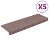 vidaXL Felpudos autoadhesivos para escaleras, 5 unidades, 65 x 21 x 4 cm, borde rectangular marr&oacute;n claro