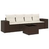 vidaXL Set comedor de jard&iacute;n 5 piezas y cojines rat&aacute;n sint&eacute;tico marr&oacute;n