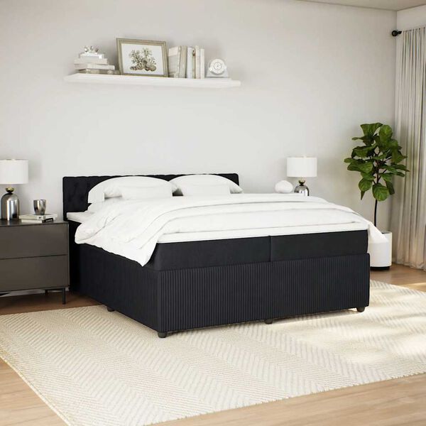 vidaXL Cama box spring con colch&oacute;n terciopelo negro 200x200 cm