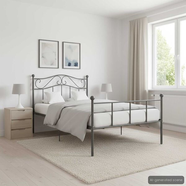 vidaXL Estructura de cama sin colch&oacute;n metal gris 100x200 cm
