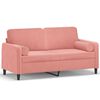 vidaXL Sof&aacute; 2 plazas almohadas y cojines terciopelo rosa 140 cm