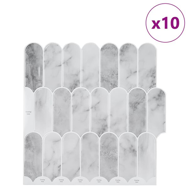 vidaXL Calcoman&iacute;as Decorativas 10 pcs M&aacute;rmol Gris 30 x 30 x 0,8 cm