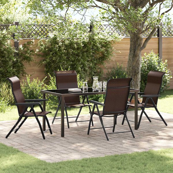 vidaXL Conjunto de Comedor de Jard&iacute;n 5 pcs Marr&oacute;n