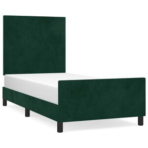 vidaXL Estructura de cama sin colch&oacute;n terciopelo verde oscuro 90x190cm