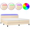 vidaXL Cama box spring colch&oacute;n y luces LED tela crema 200x200 cm