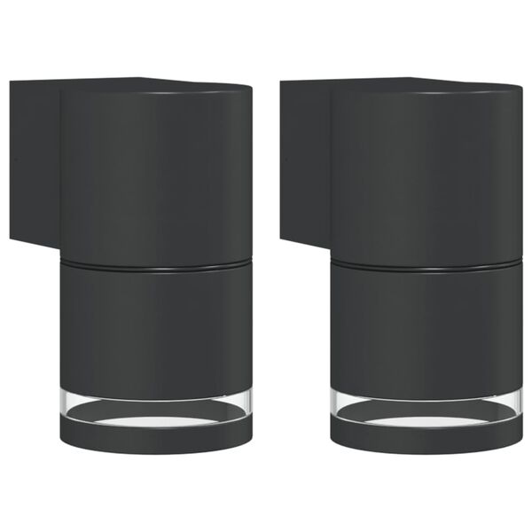 vidaXL L&aacute;mparas de pared de exterior 2 uds aluminio fundido negro
