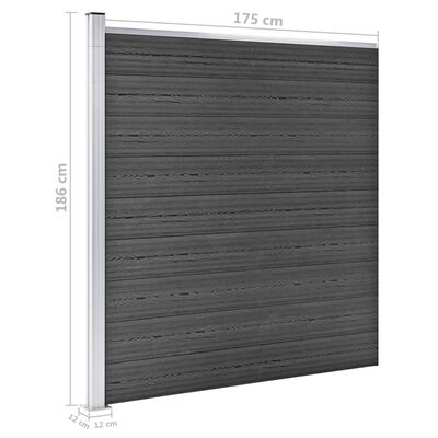 vidaXL Juego de paneles de valla WPC negro 1564x186 cm