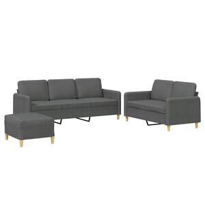 vidaXL Juego de sof&aacute;s con cojines 3 piezas tela gris oscuro