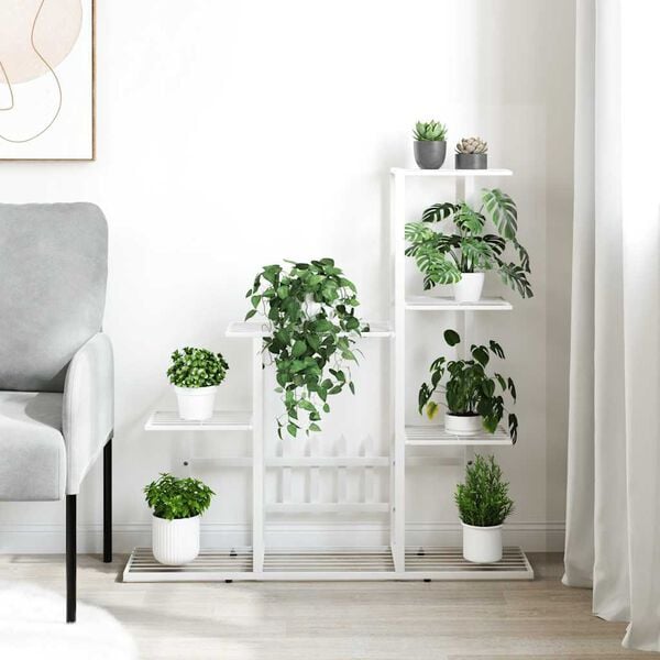 vidaXL Soporte de flores de metal blanco 94,5x25x88 cm