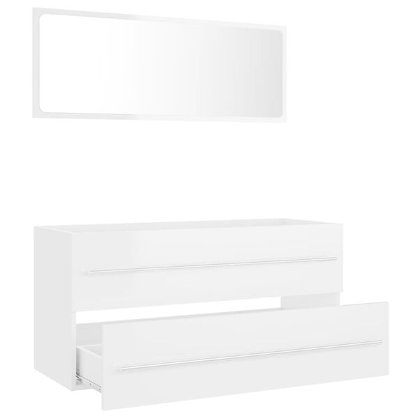 vidaXL Set muebles de ba&ntilde;o 2 piezas madera contrachapada blanco brillo