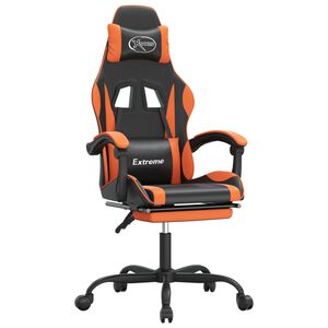 vidaXL Silla gaming giratoria reposapi&eacute;s cuero sint&eacute;tico negro naranja