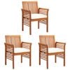 vidaXL Sillas de comedor jard&iacute;n 3 uds con cojines madera maciza acacia