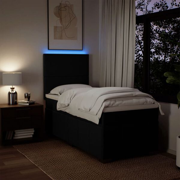 vidaXL Cama box spring con colch&oacute;n tela negro 100x200 cm